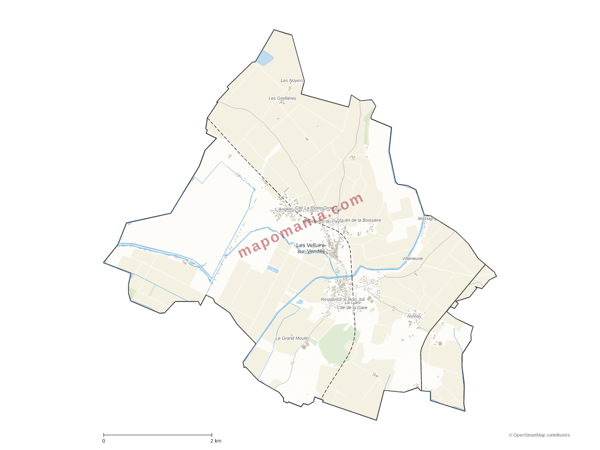 Carte de Les Velluire-sur-Vendée à personnaliser