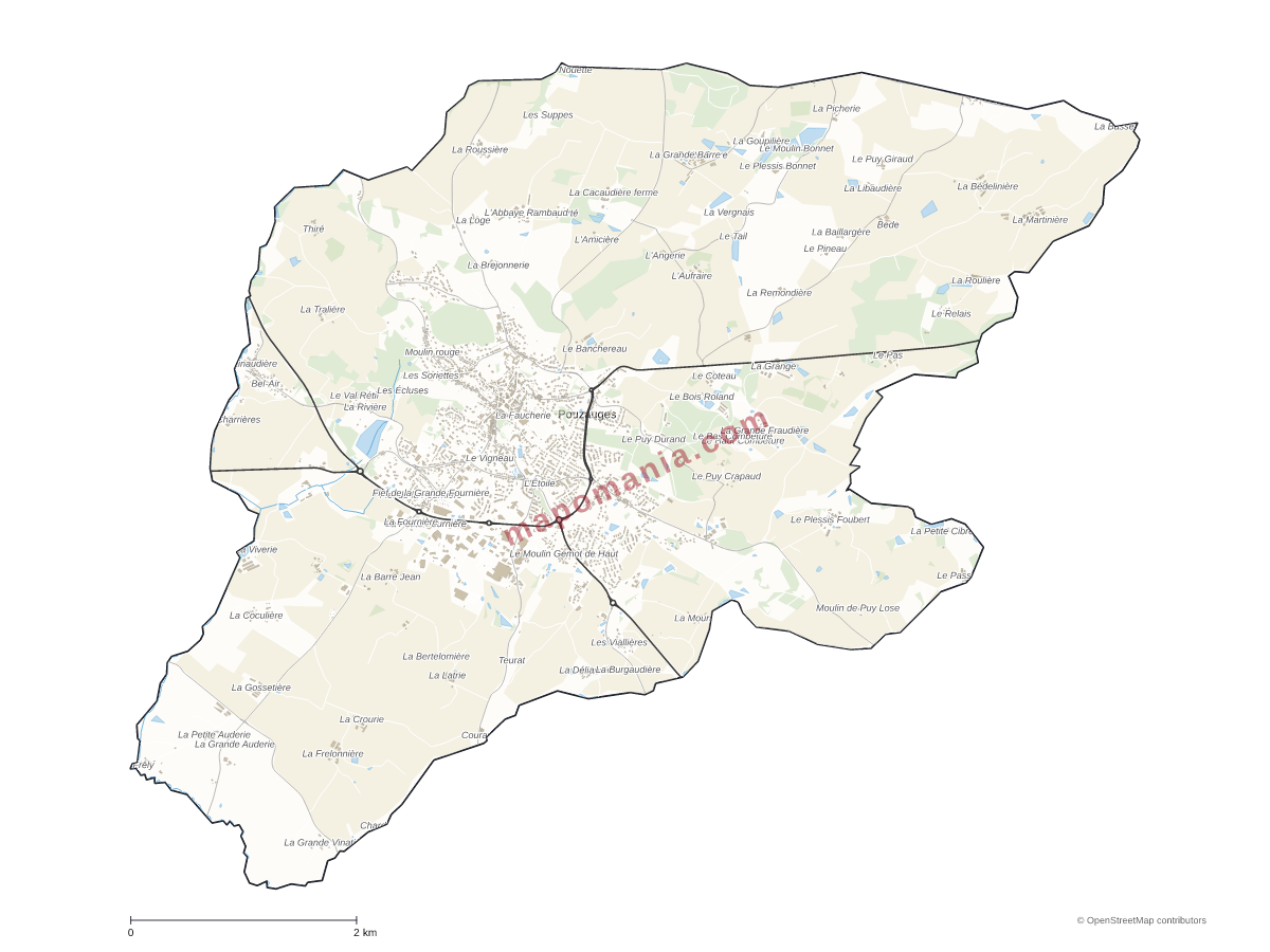 Carte de Pouzauges à personnaliser