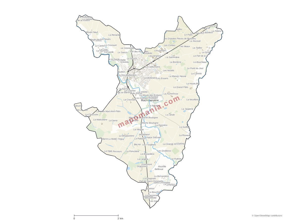 Carte de Rocheservière à personnaliser