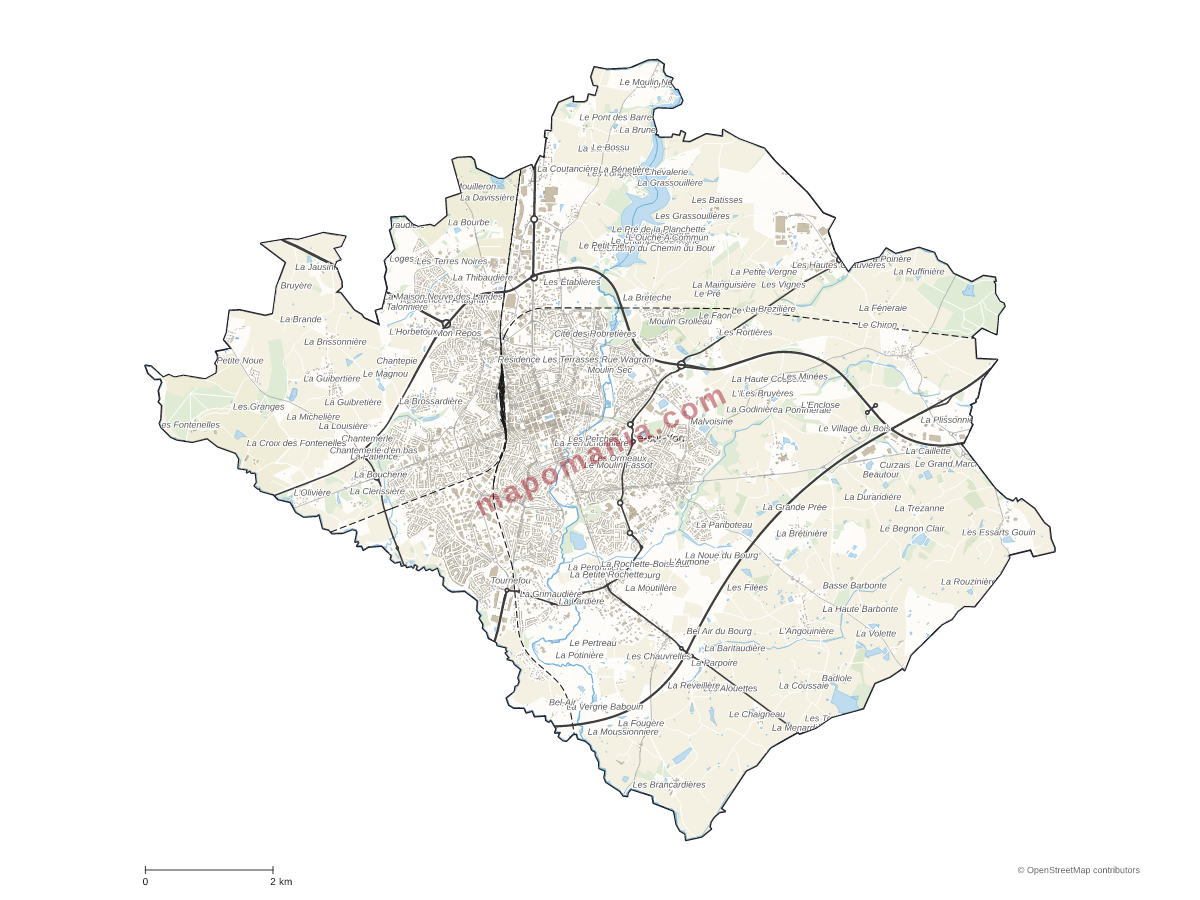 Carte de La Roche-sur-Yon à personnaliser