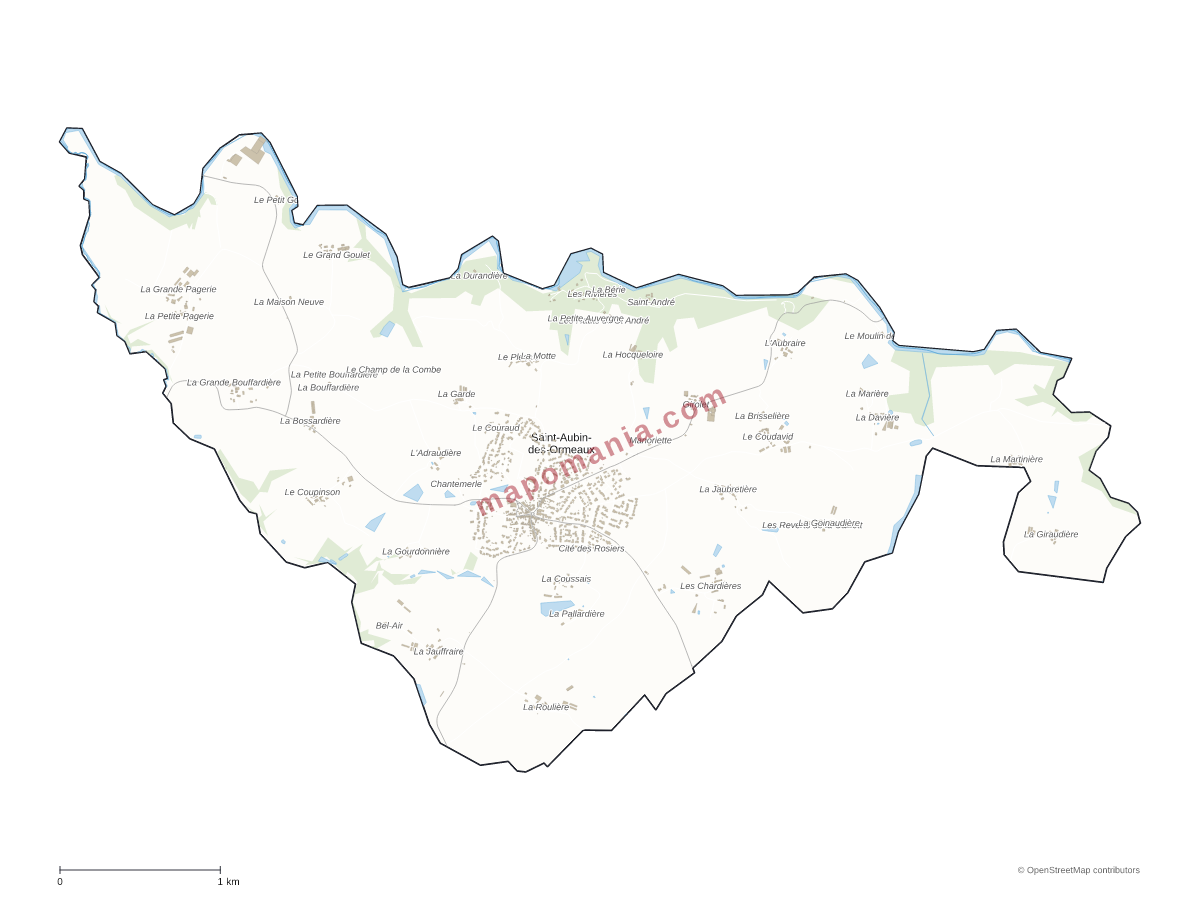 Carte de Saint-Aubin-des-Ormeaux à personnaliser