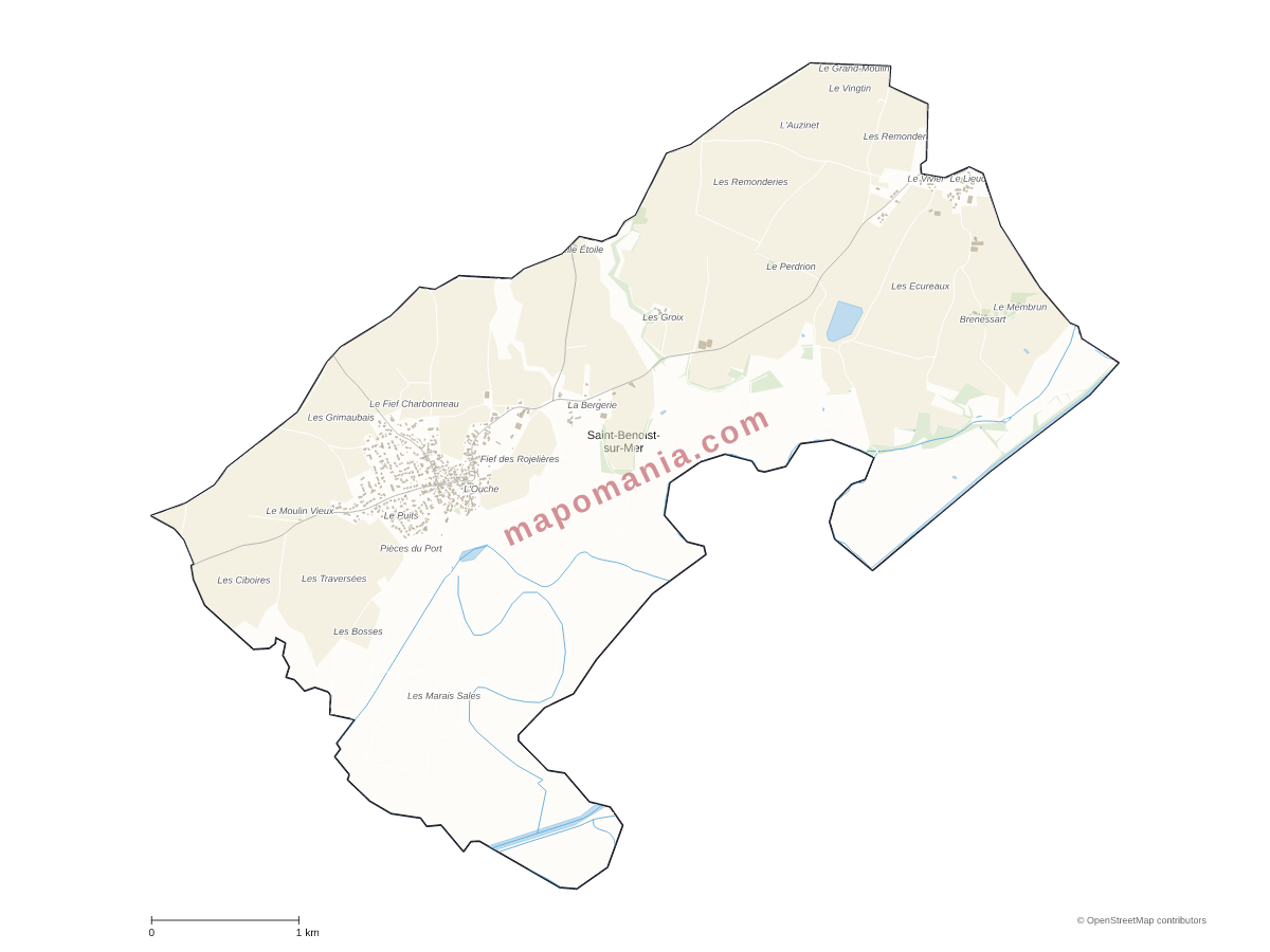 Carte de Saint-Benoist-sur-Mer à personnaliser