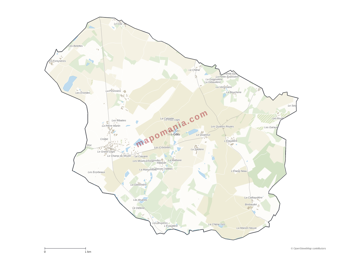 Carte de Saint-Cyr-des-Gâts à personnaliser