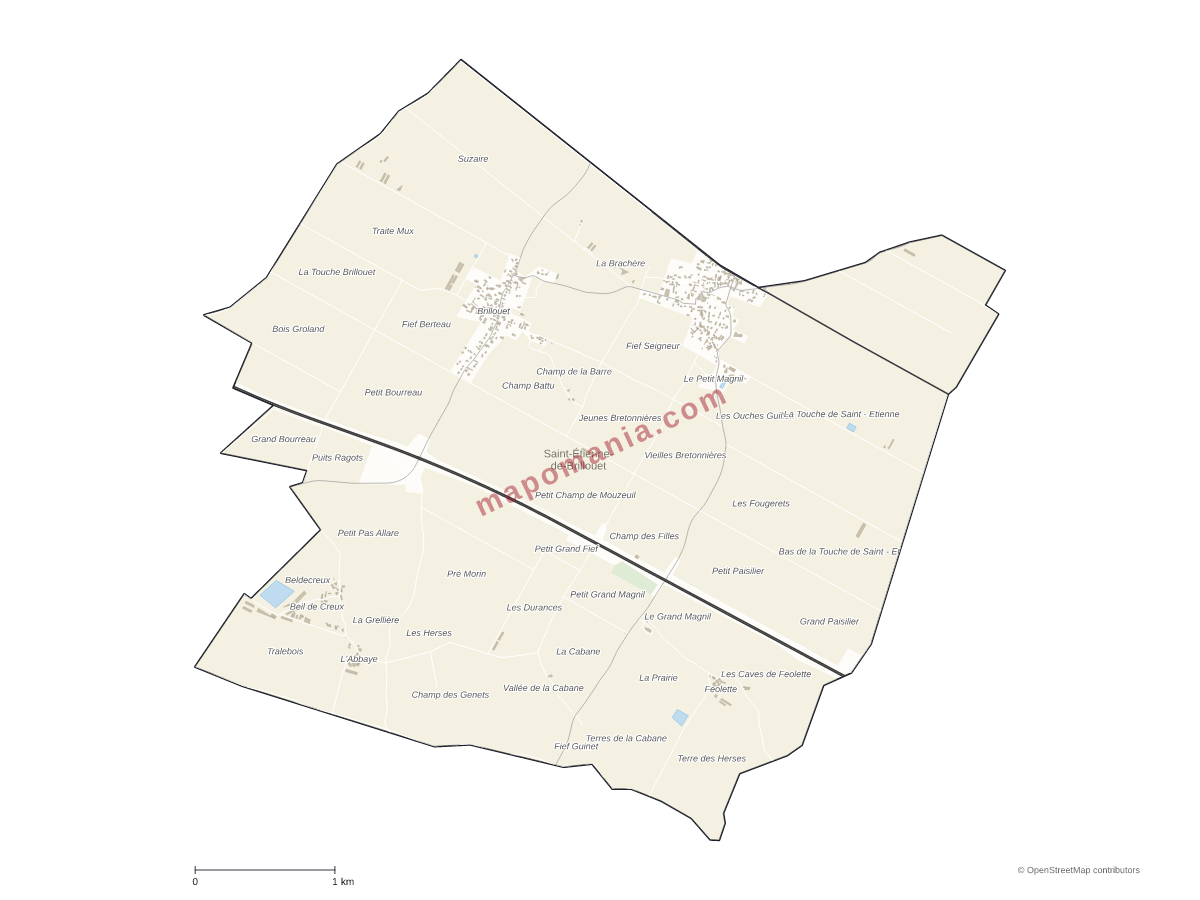 Carte de Saint-Étienne-de-Brillouet à personnaliser