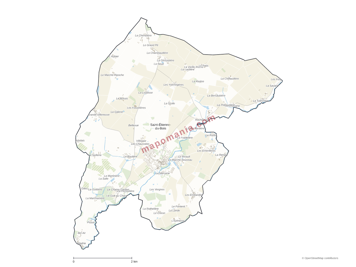 Carte de Saint-Étienne-du-Bois à personnaliser