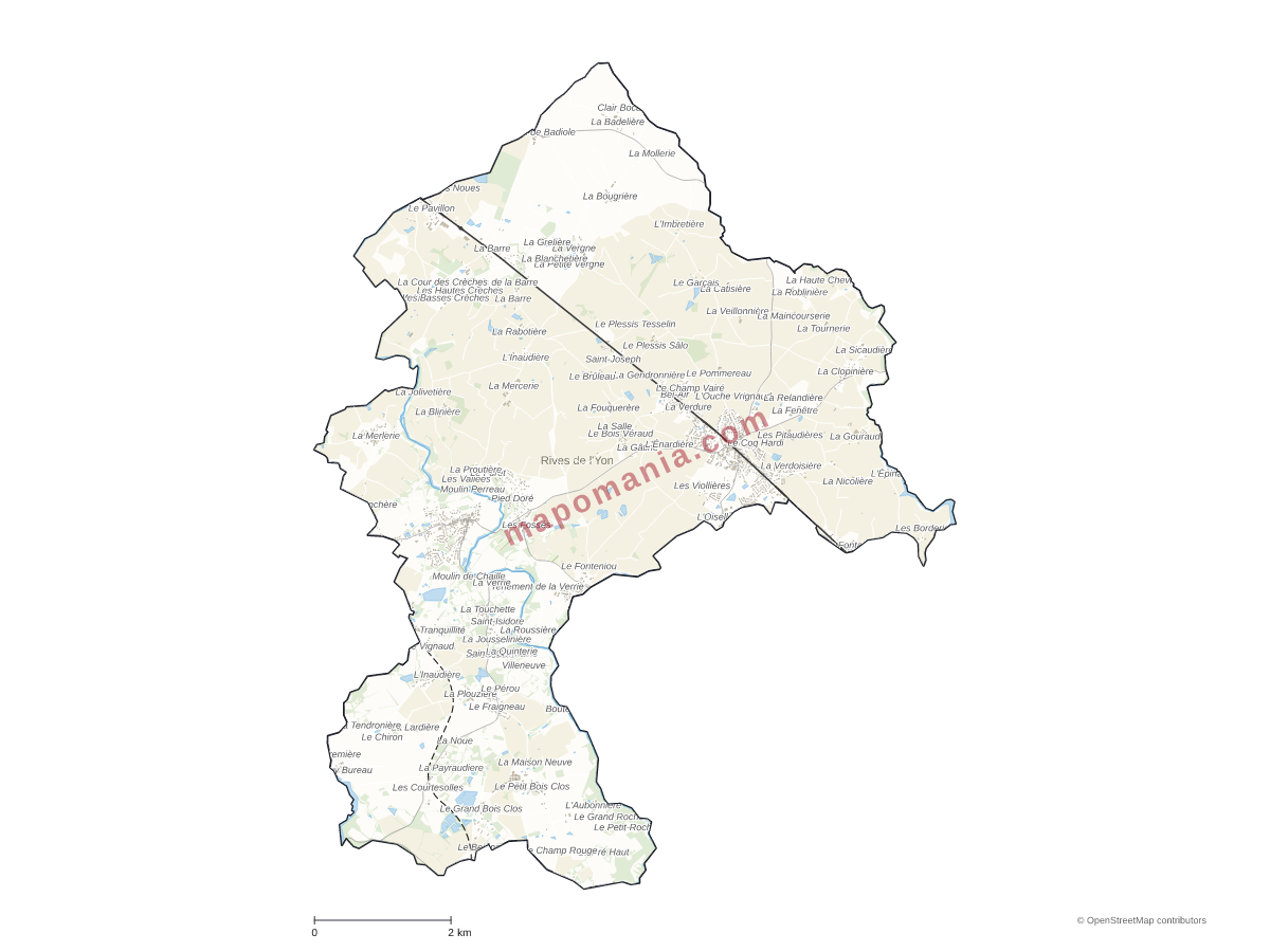 Carte de Rives de l'Yon à personnaliser