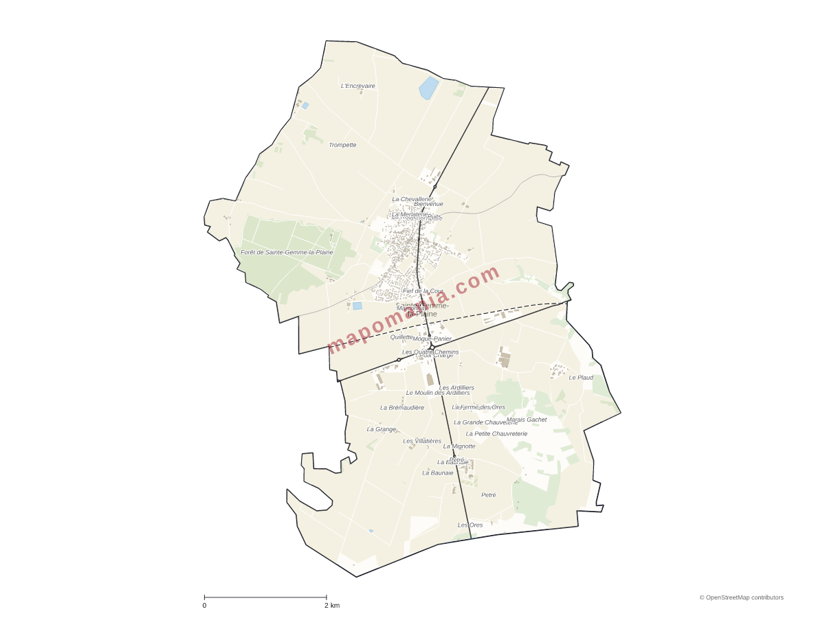 Carte de Sainte-Gemme-la-Plaine à personnaliser