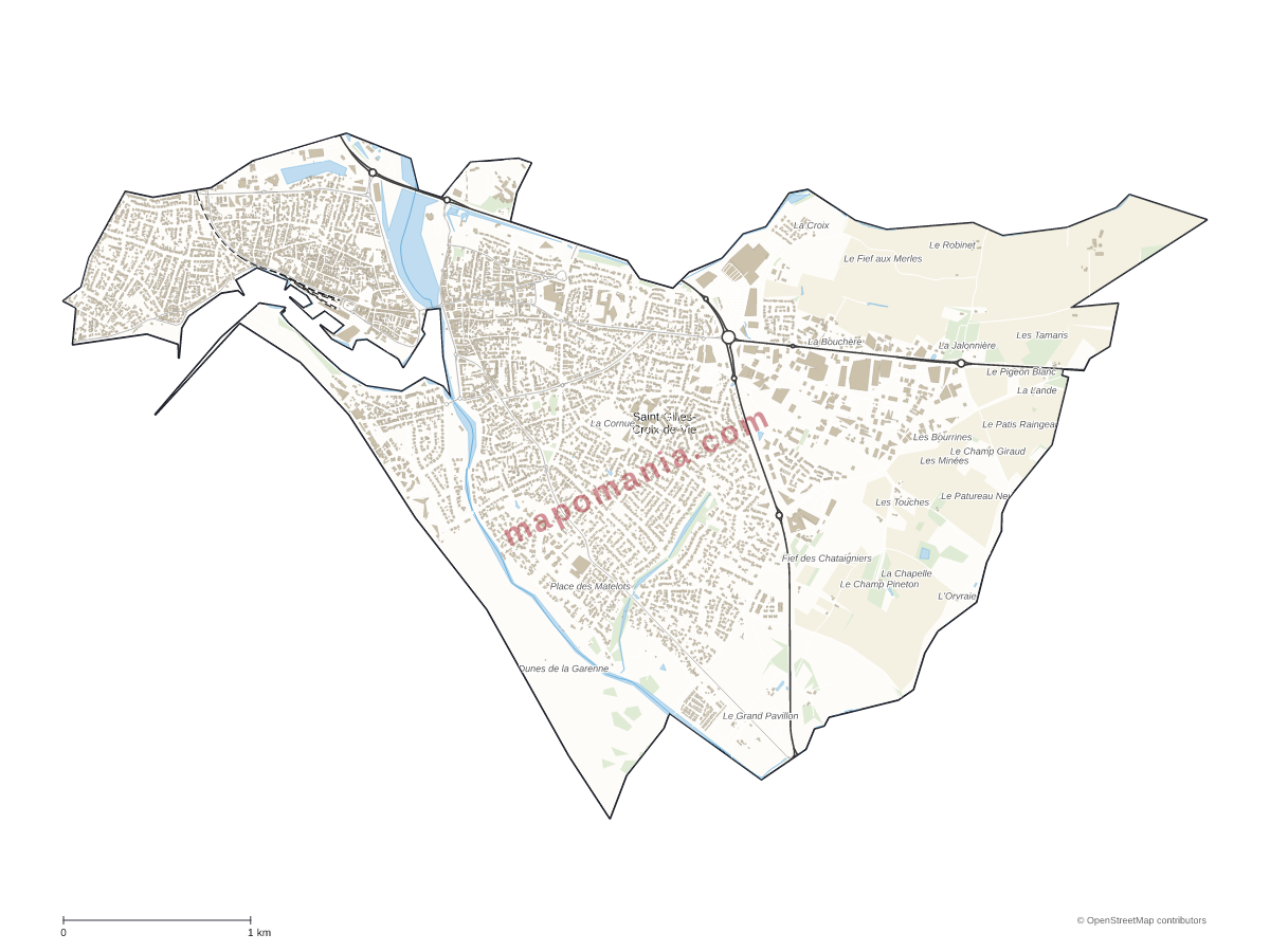 Carte de Saint-Gilles-Croix-de-Vie à personnaliser