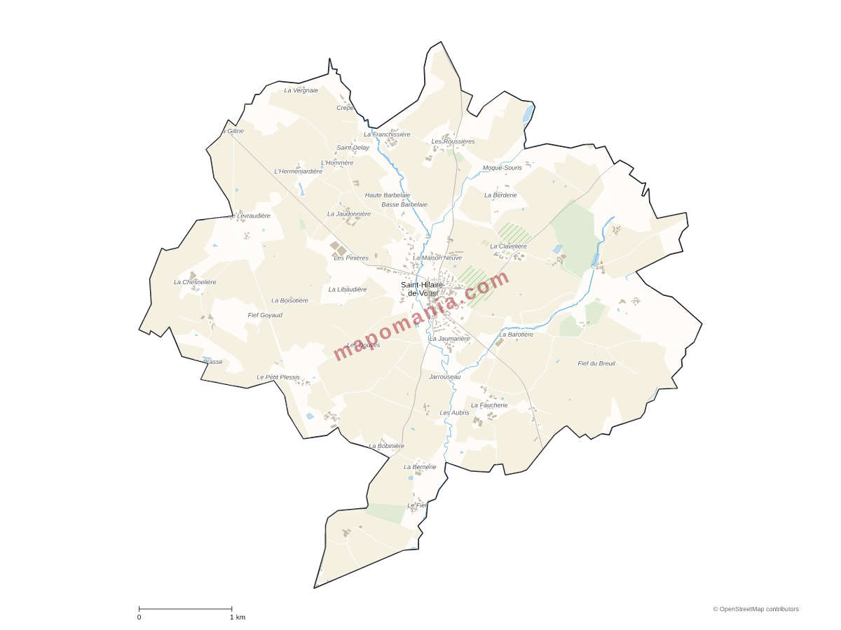 Carte de Saint-Hilaire-de-Voust à personnaliser