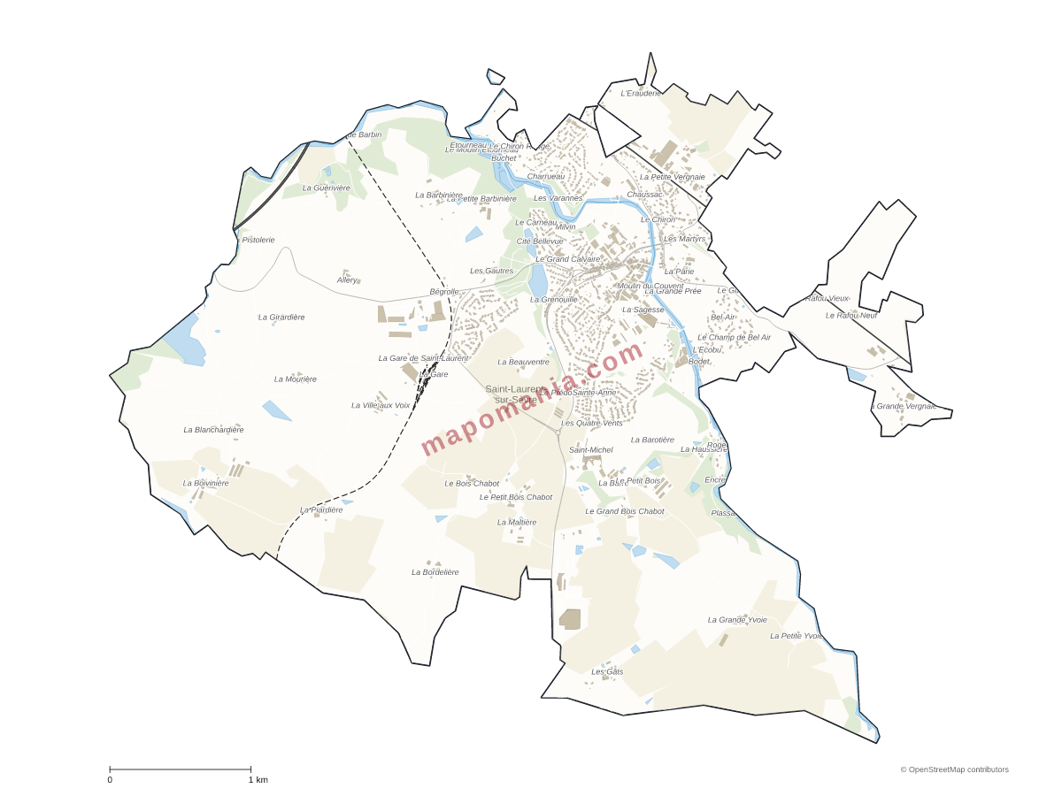 Carte de Saint-Laurent-sur-Sèvre à personnaliser