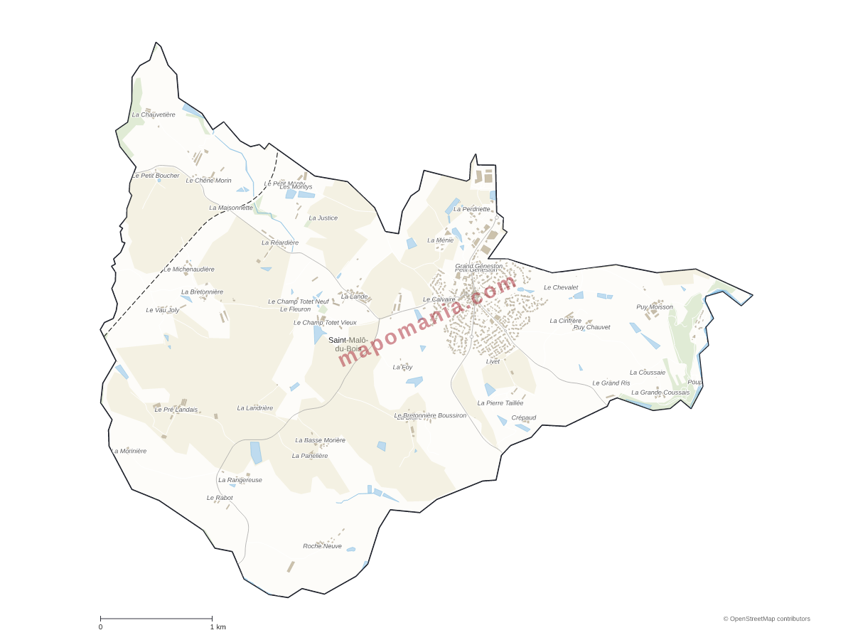 Carte de Saint-Malô-du-Bois à personnaliser