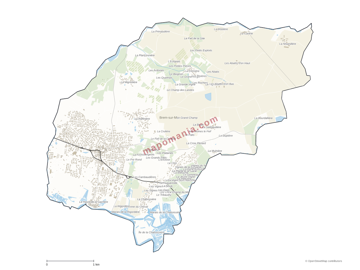 Carte de Brem-sur-Mer à personnaliser
