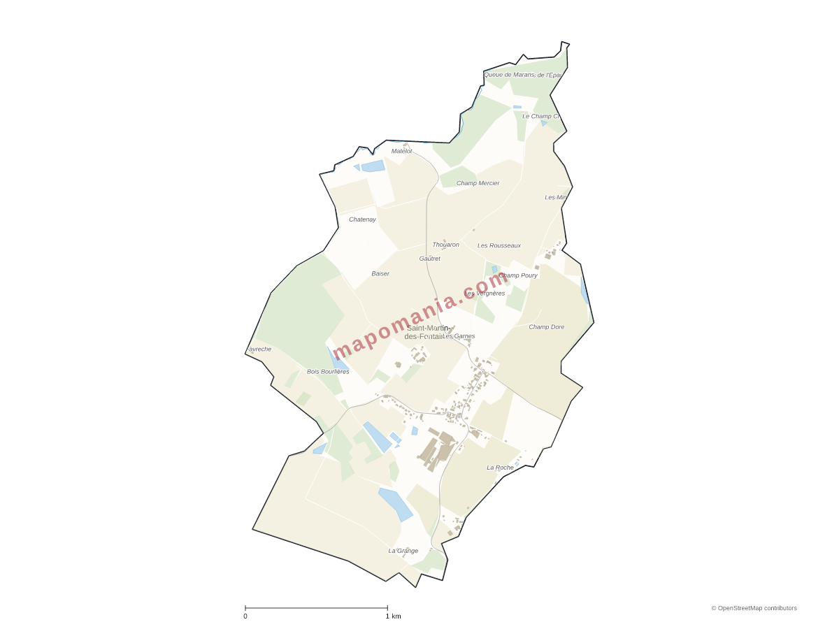 Carte de Saint-Martin-des-Fontaines à personnaliser