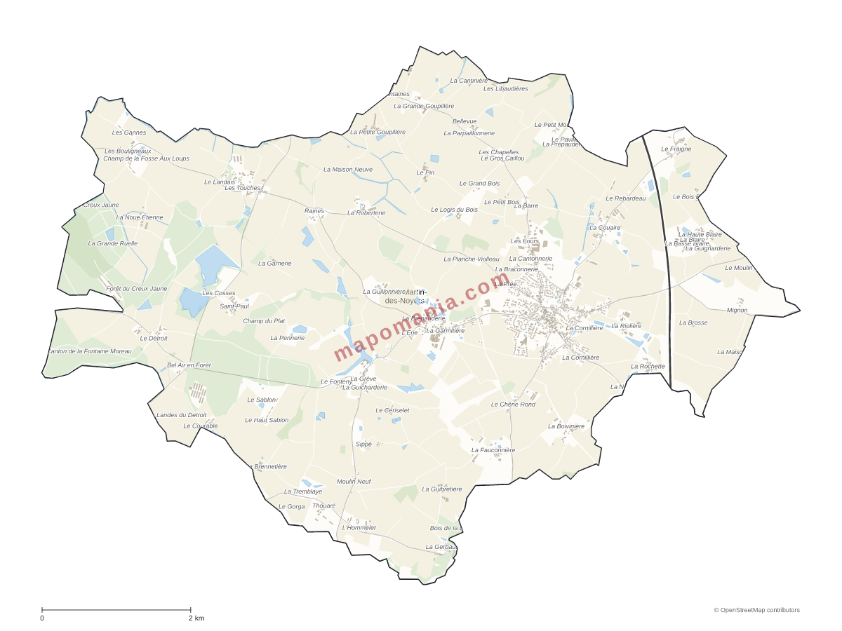 Carte de Saint-Martin-des-Noyers à personnaliser
