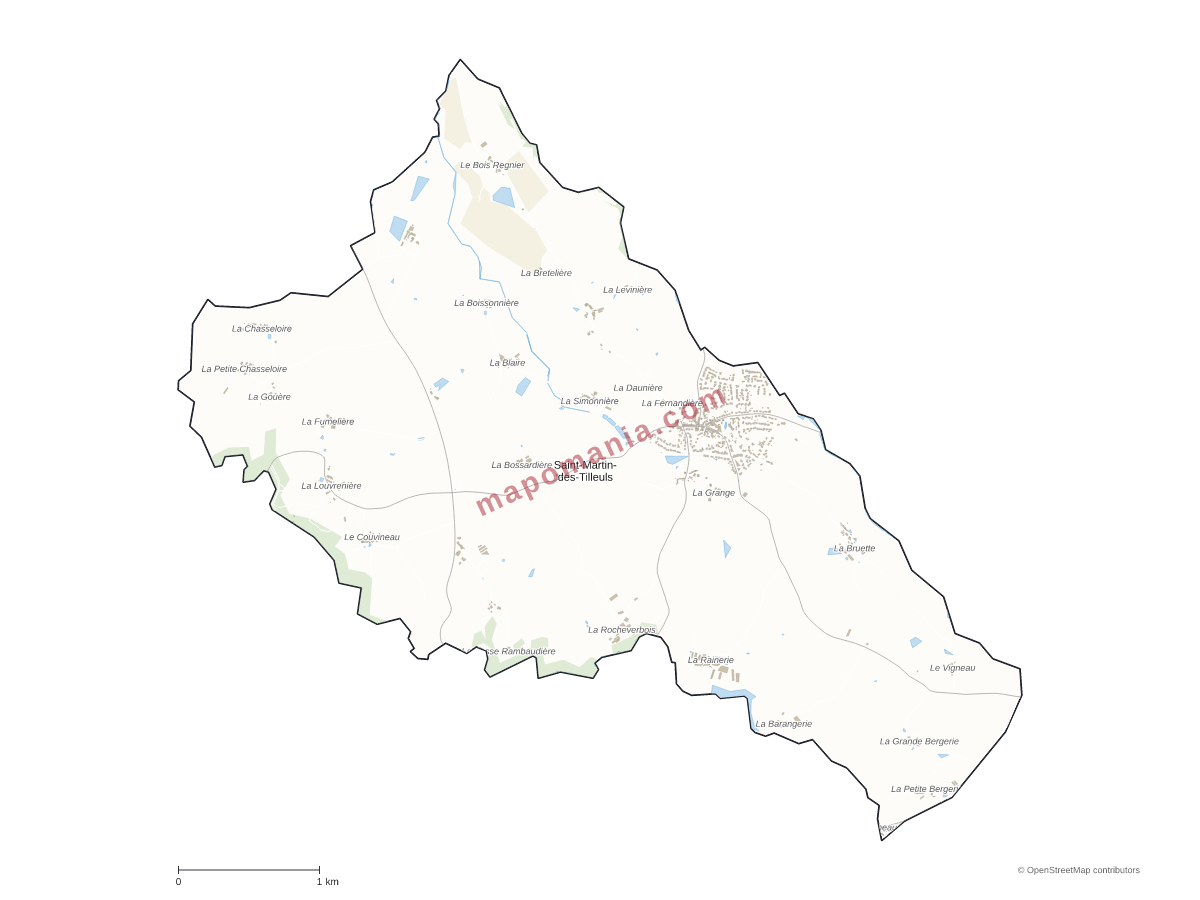 Carte de Saint-Martin-des-Tilleuls à personnaliser