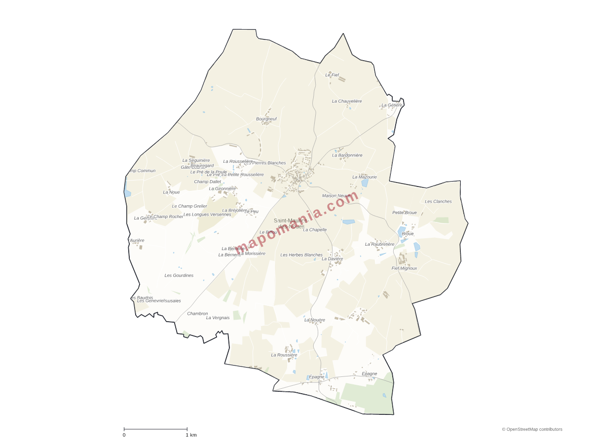 Carte de Saint-Maurice-des-Noues à personnaliser