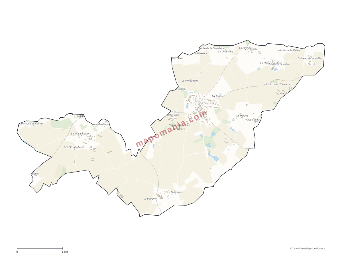 Carte de Saint-Maurice-le-Girard à personnaliser