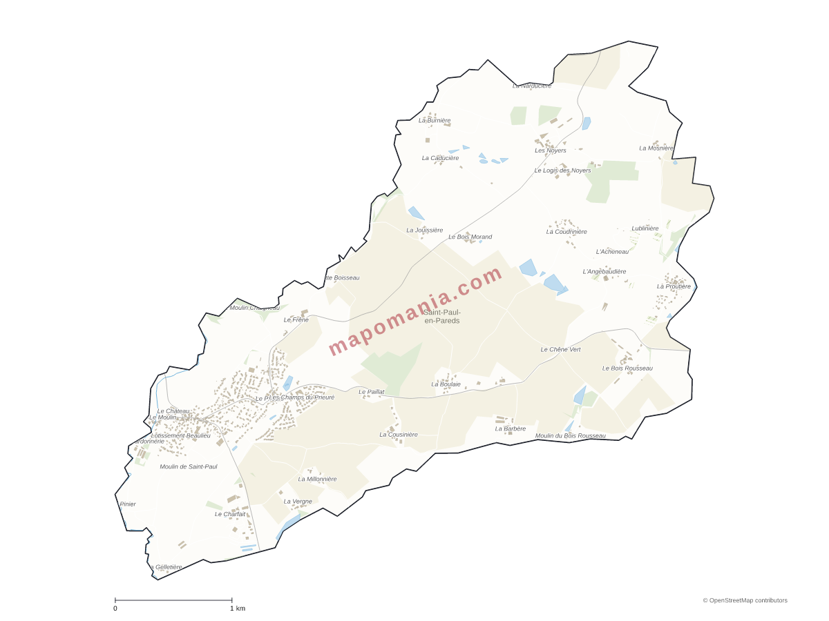 Carte de Saint-Paul-en-Pareds à personnaliser