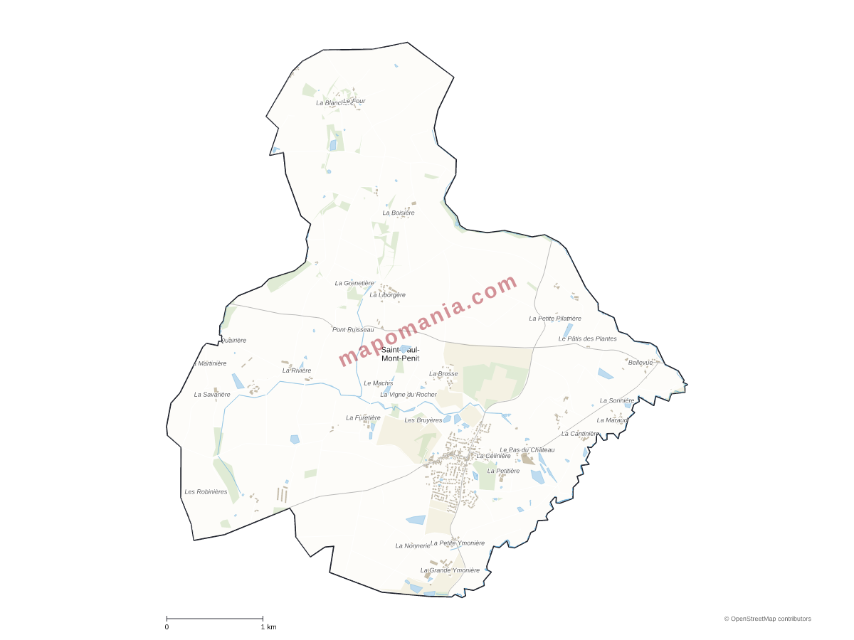 Carte de Saint-Paul-Mont-Penit à personnaliser