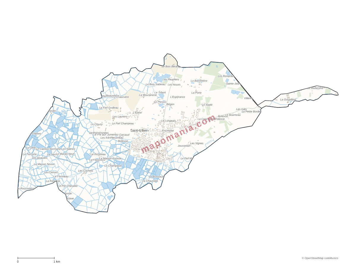 Carte de Saint-Urbain à personnaliser