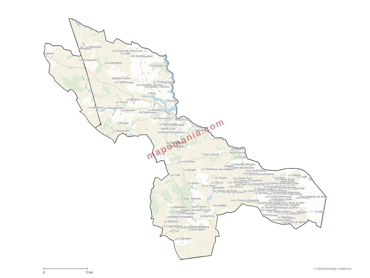 Carte de Saint-Vincent-sur-Graon à personnaliser