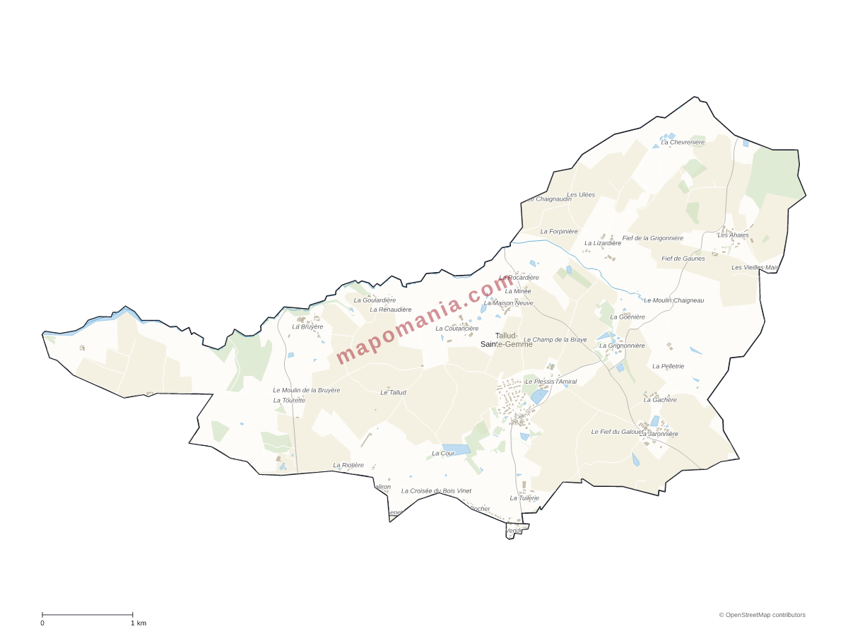 Carte de Tallud-Sainte-Gemme à personnaliser