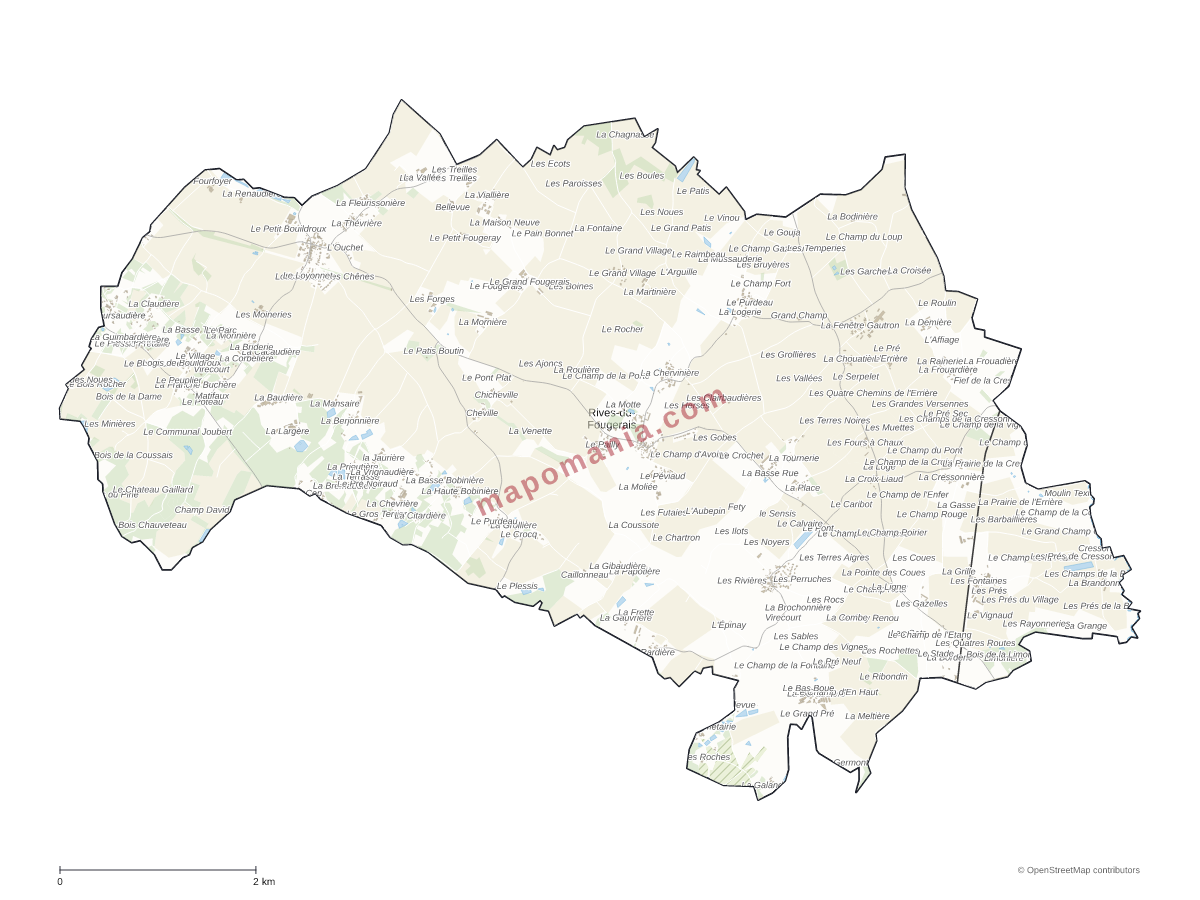 Carte de Rives-du-Fougerais à personnaliser