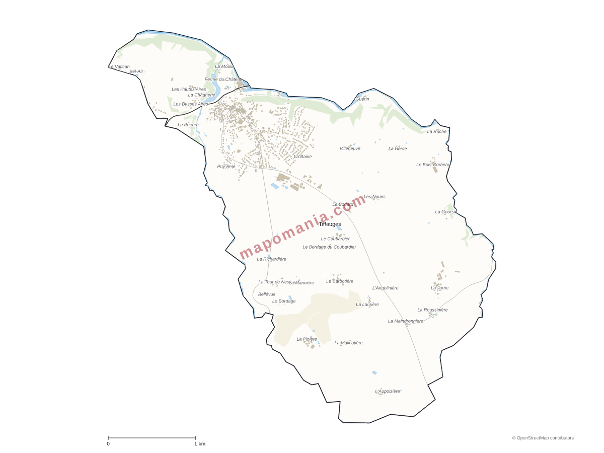 Carte de Tiffauges à personnaliser