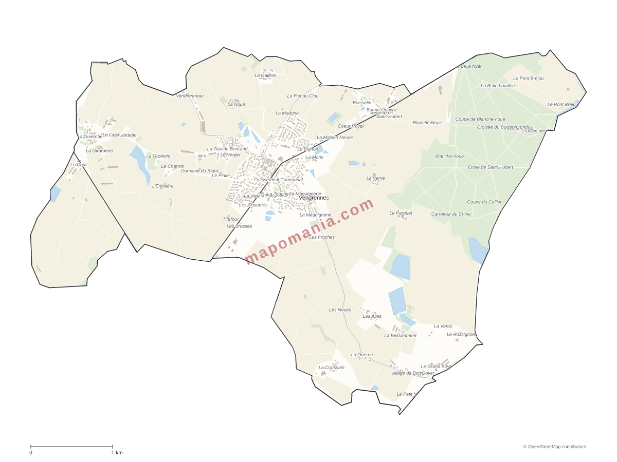 Carte de Vendrennes à personnaliser