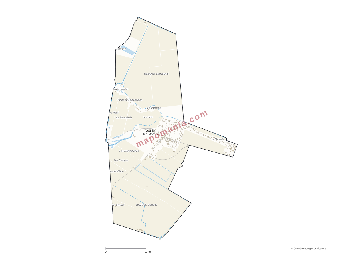 Carte de Vouillé-les-Marais à personnaliser
