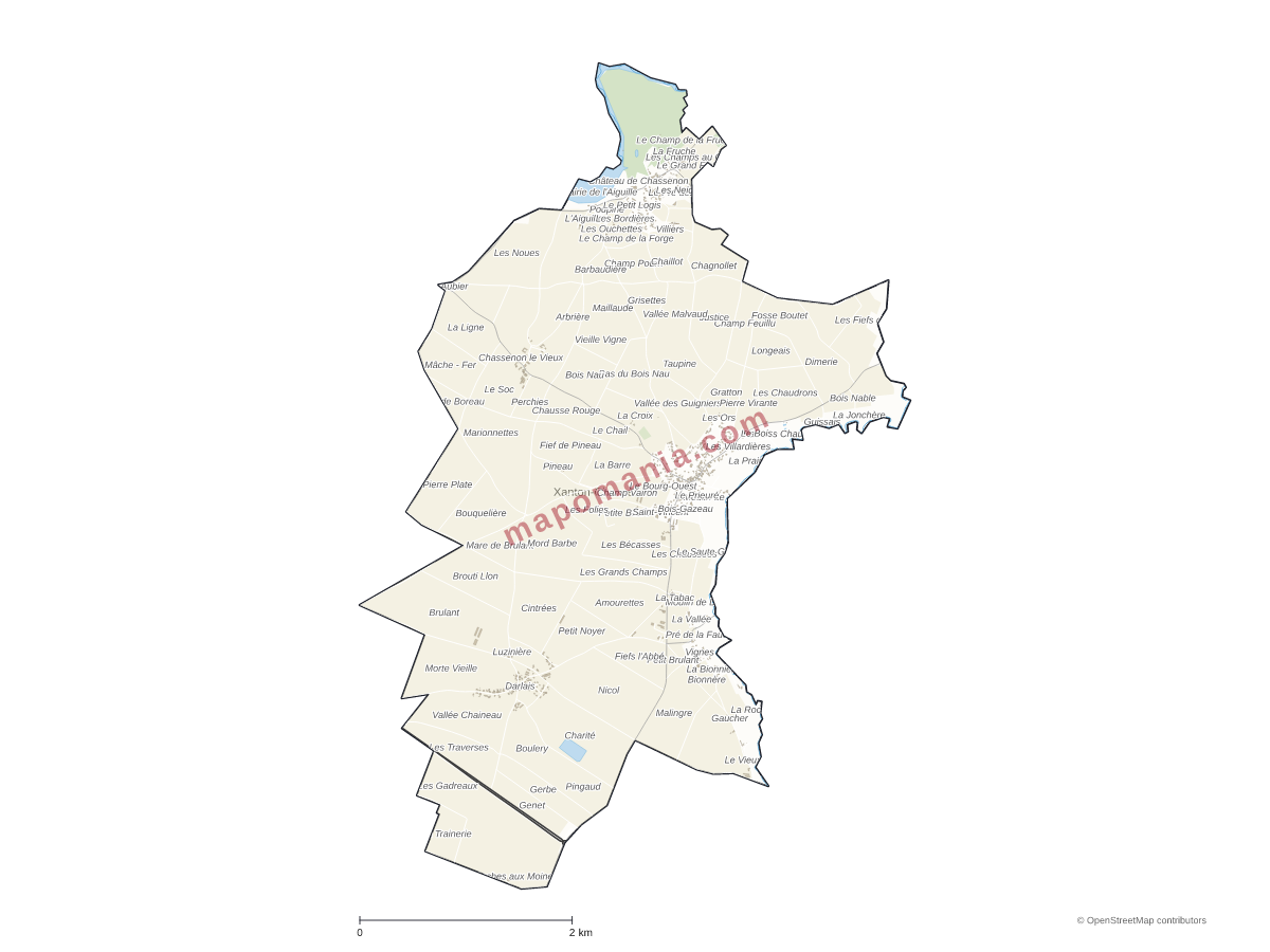 Carte de Xanton-Chassenon à personnaliser