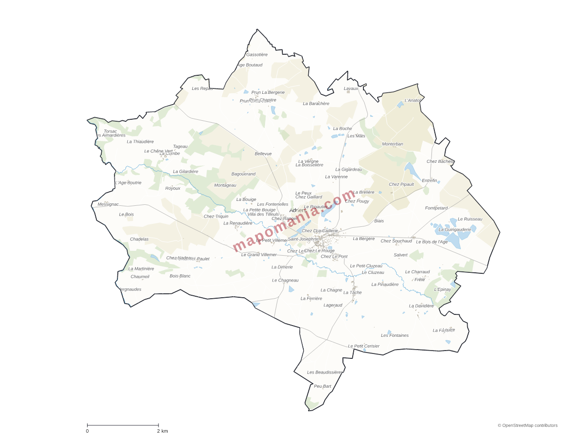 Carte de Adriers à personnaliser