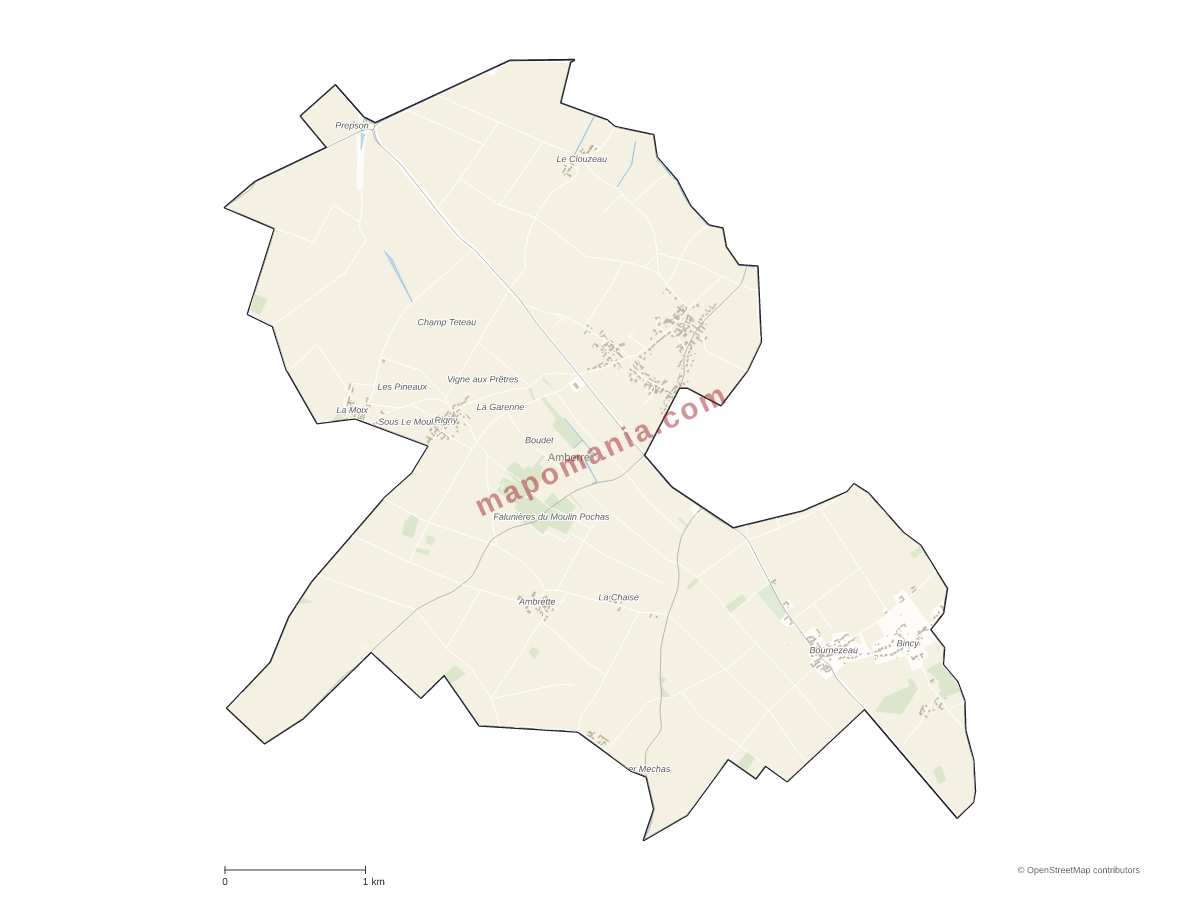 Carte de Amberre à personnaliser