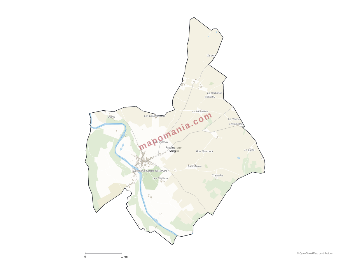 Carte de Angles-sur-l'Anglin à personnaliser