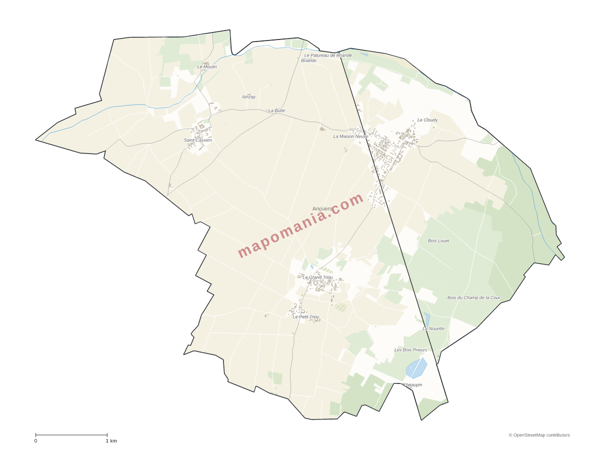 Carte de Angliers à personnaliser