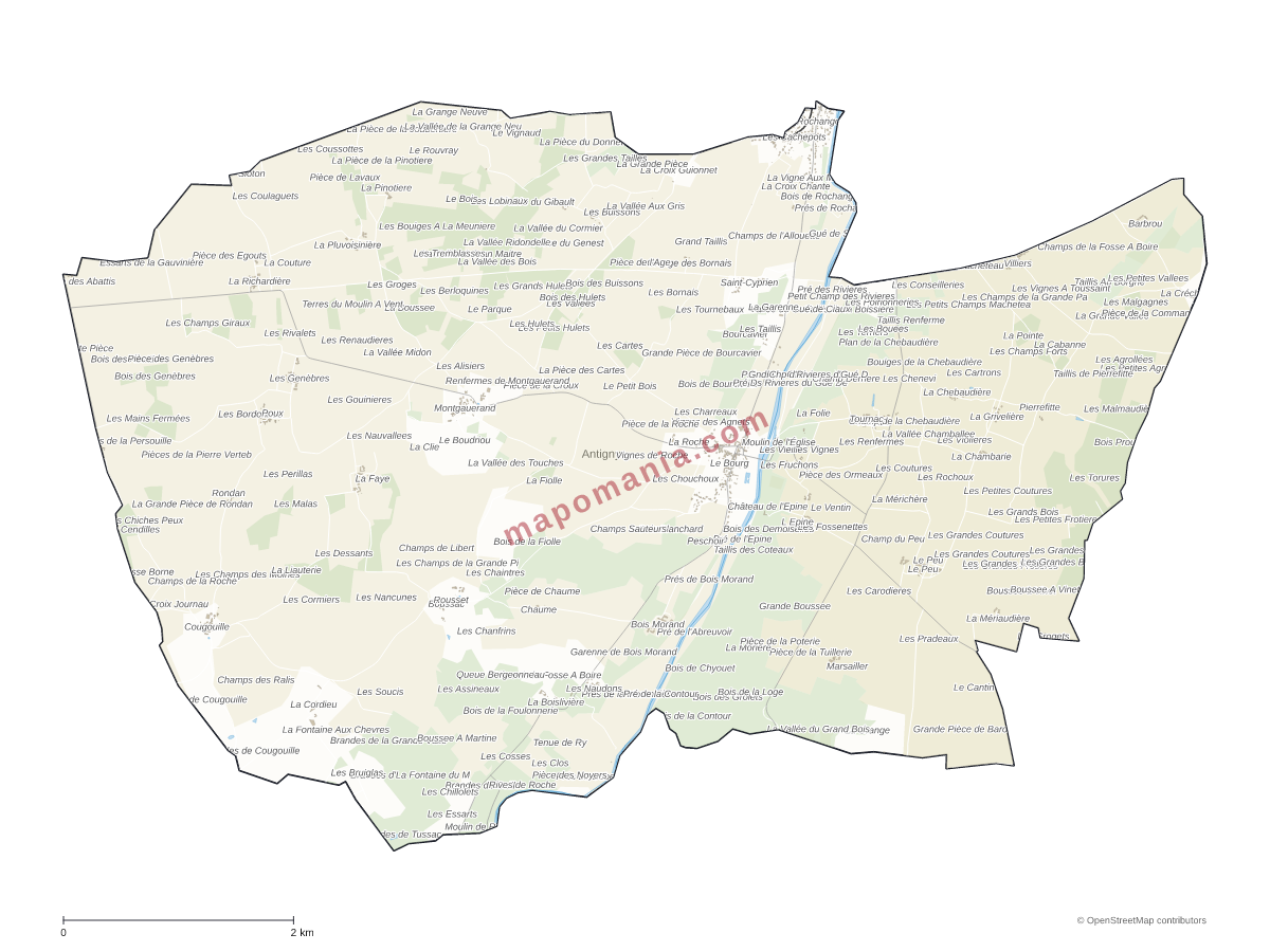 Carte de Antigny à personnaliser