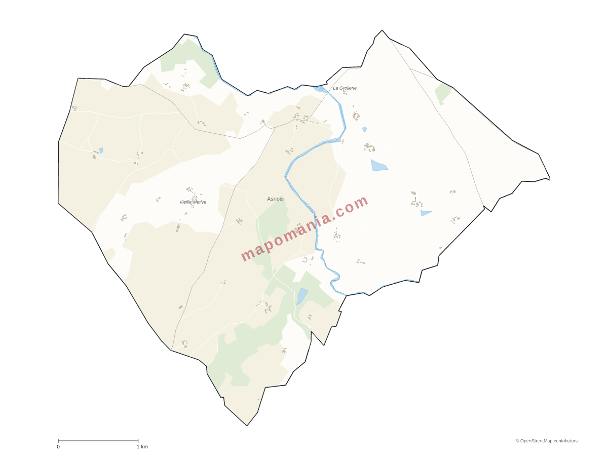 Carte de Asnois à personnaliser