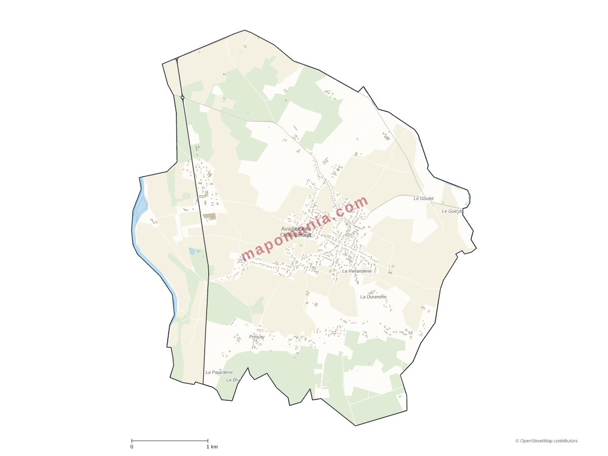Carte de Availles-en-Châtellerault à personnaliser