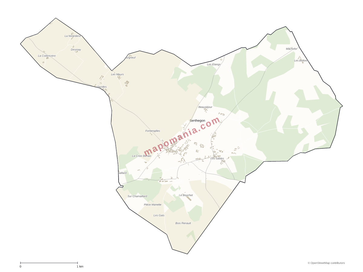 Carte de Berthegon à personnaliser
