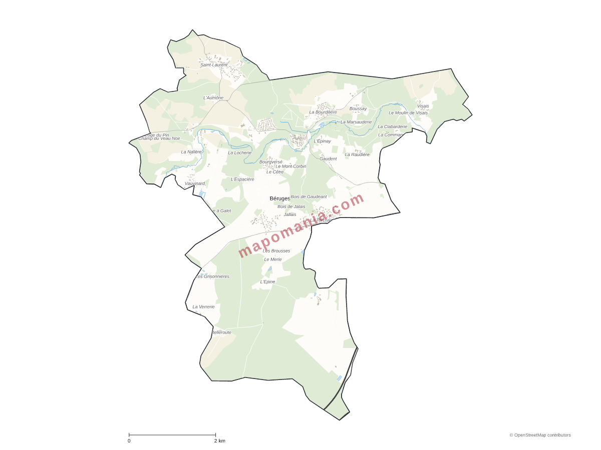 Carte de Béruges à personnaliser
