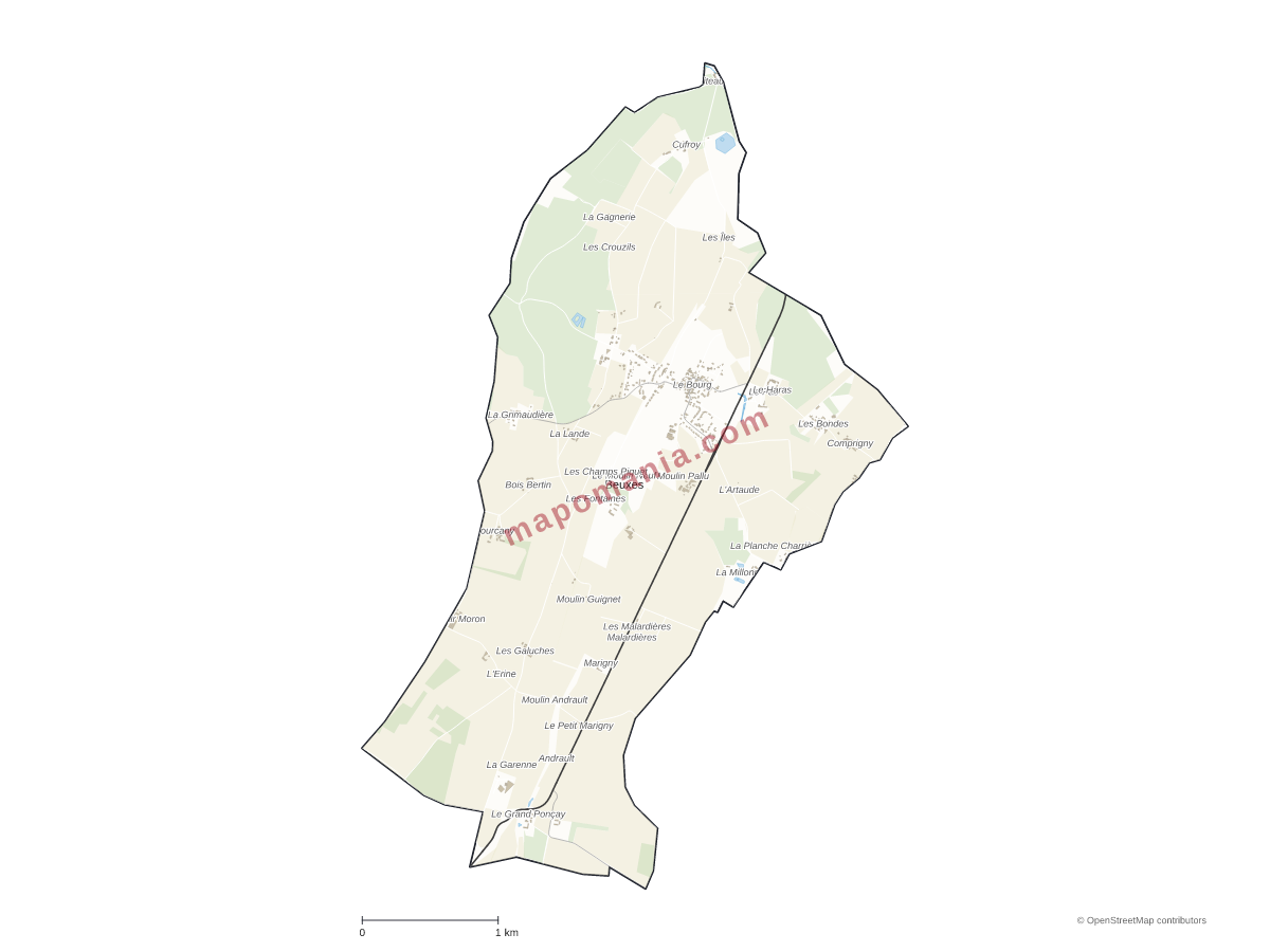 Carte de Beuxes à personnaliser