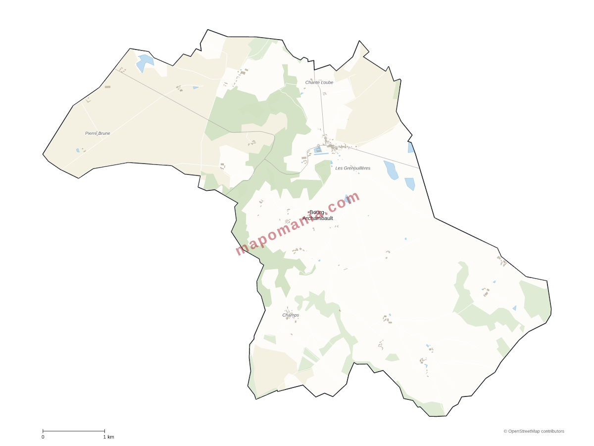 Carte de Bourg-Archambault à personnaliser