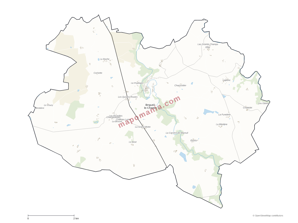 Carte de Brigueil-le-Chantre à personnaliser