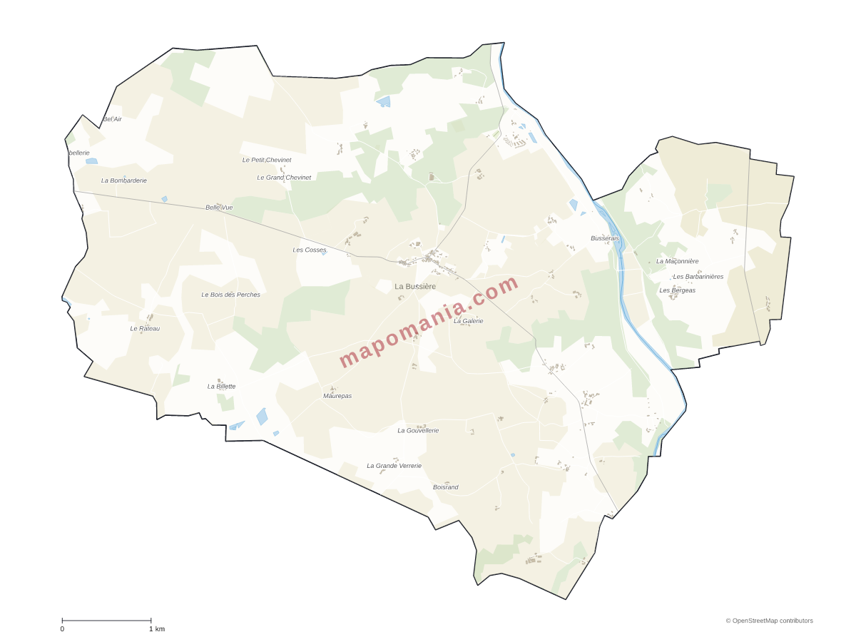 Carte de La Bussière à personnaliser