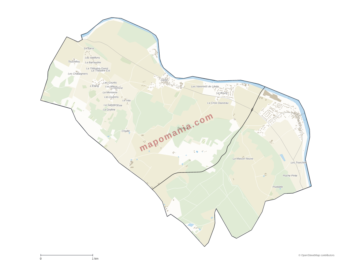 Carte de Buxeuil à personnaliser