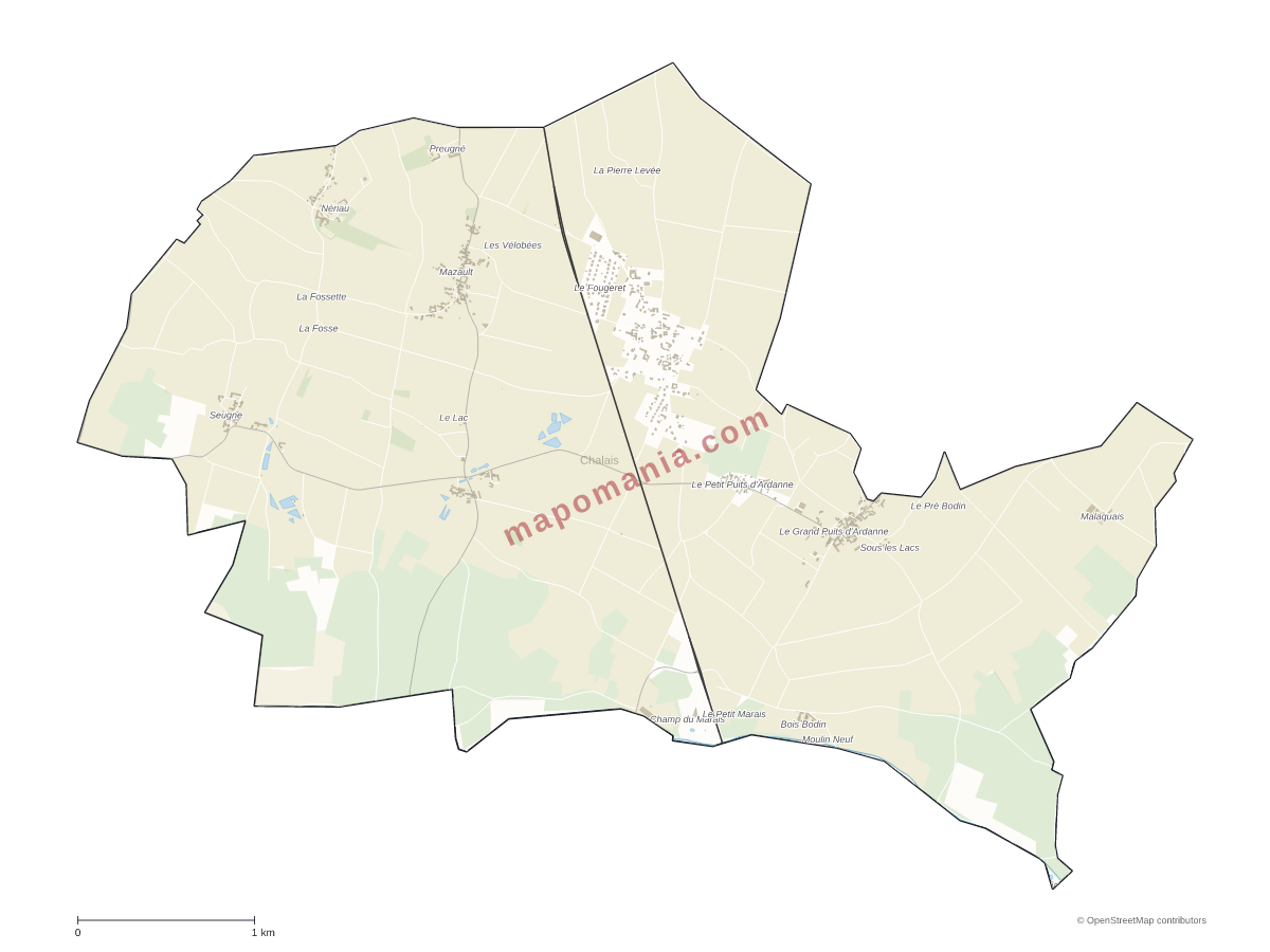 Carte de Chalais à personnaliser
