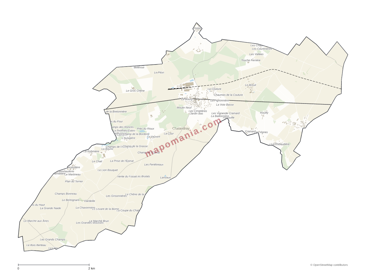 Carte de Chalandray à personnaliser