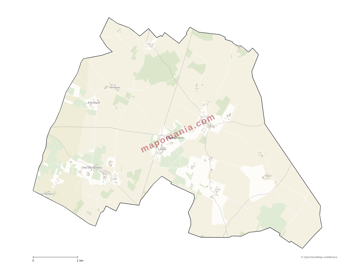 Carte de Champniers à personnaliser