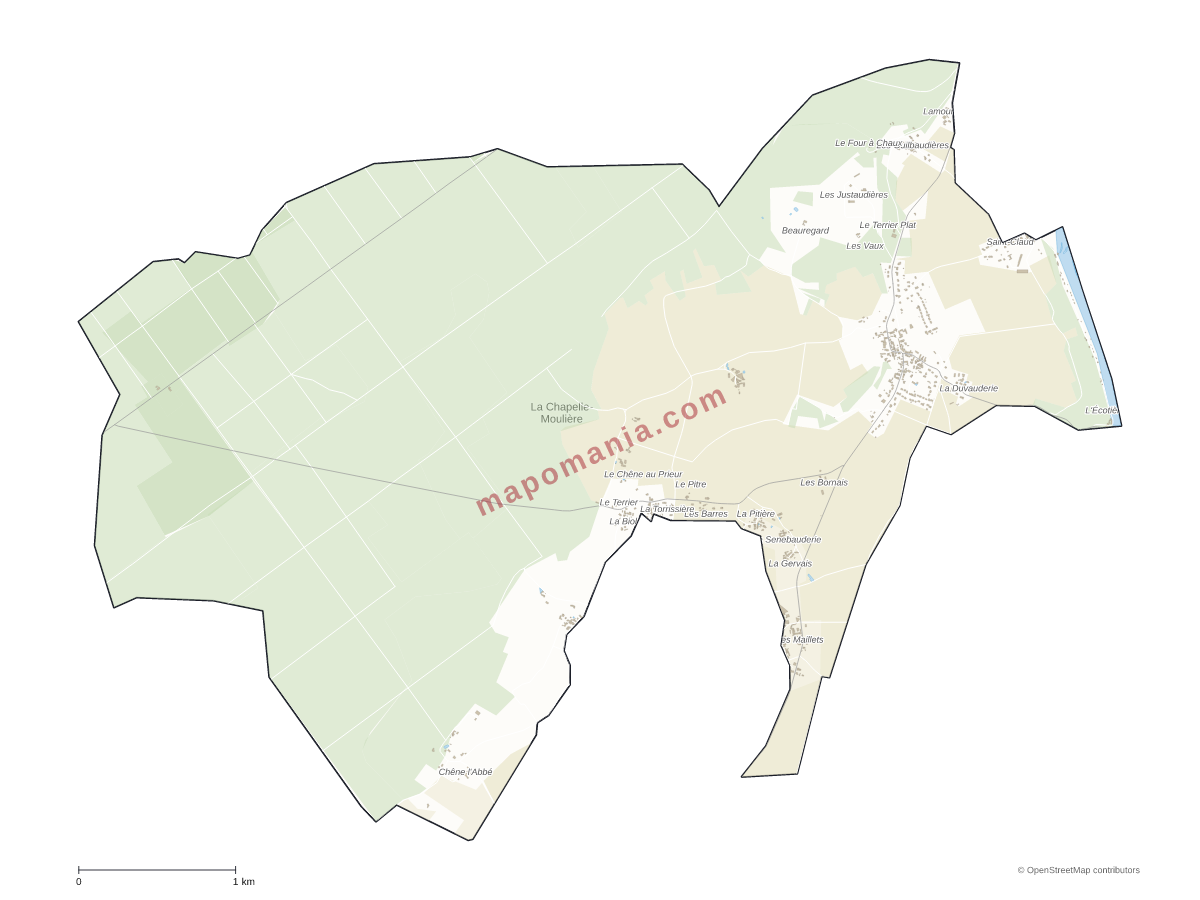 Carte de La Chapelle-Moulière à personnaliser