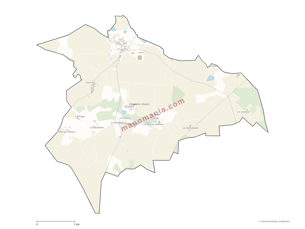 Carte de Chapelle-Viviers à personnaliser